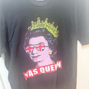 Black Graphic Tee with Queen Print